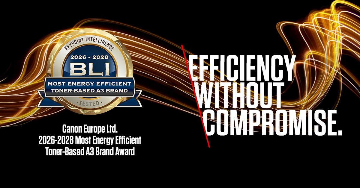 KarenD_Tech's tweet photo. Canon ha sido reconocida por Keypoint Intelligence con el premio A3 Brand 2026-2028 a la Marca A3 Más Eficiente en Toner y el A4 Brand Award, convirtiéndose en el primer fabricante en lograr ambas distinciones simultáneamente. https://t.co/T8IEZeTf0J