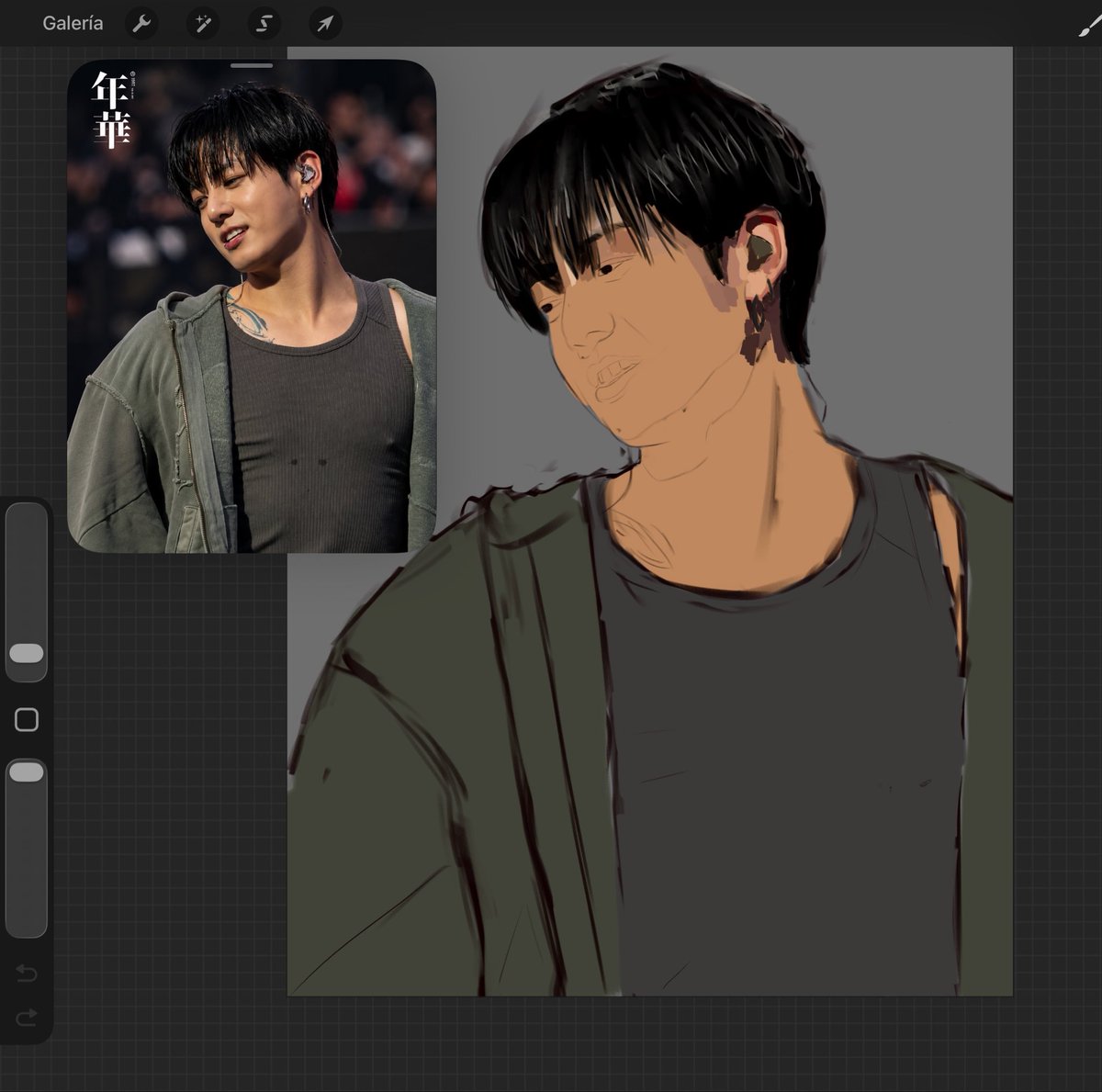 serasum__'s tweet photo. WELL i had to change ref cause someone rang the doorbell and i had to attend 👀
 #wip #fanart #jungkook https://t.co/nRMRrQT6Bv