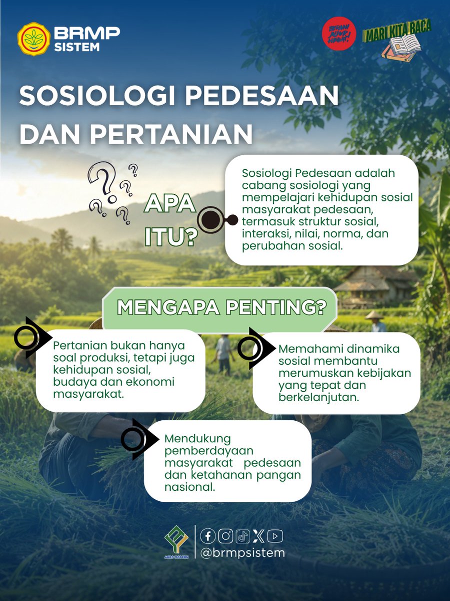 brmpsistem's tweet photo. Pertanian bukan sekadar proses menanam dan memanen. Di dalamnya terdapat interaksi sosial, budaya, ekonomi, hingga kelembagaan yang membentuk kehidupan masyarakat desa. https://t.co/zuZgcCRPDb
