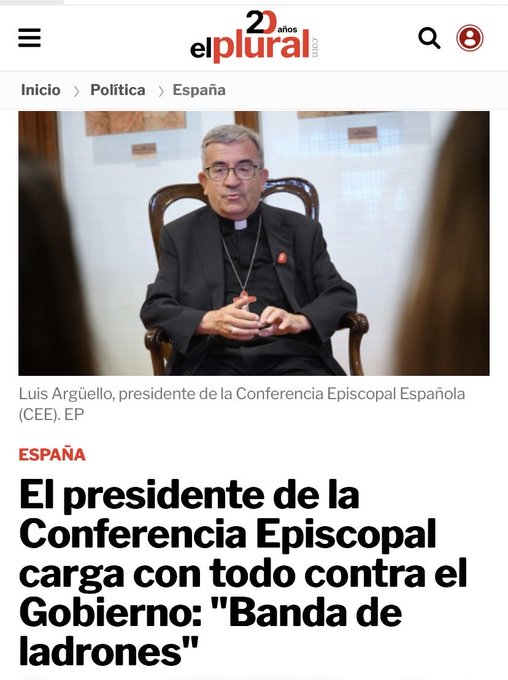 Antonperilon's tweet photo. La banda de LADRONES es la Iglesia. Una organización que no sirve para NADA y se lleva del Estado + de 12.000 millones anuales más todo lo que gana en visitas a catedrales, bautizos y comuniones, la casilla de la renta, etc.
¿Qué ha hecho el PSOE por la separación Iglesia/Estado? https://t.co/L7iUDsn05T