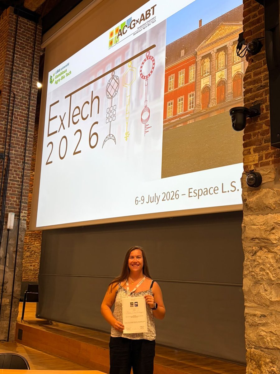 ANAEN_IQOG's tweet photo. ¡Qué alegría compartir esta noticia! 🎉

Nuestra doctoranda Marta Díez, ha recibido el premio al Mejor Póster en ExTech 2026, celebrado en Gembloux,  Bélgica. 🇧🇪🏆

¡Enhorabuena, Marta! Por tu dedicación, esfuerzo y el gran trabajo que hay detrás de este reconocimiento. 👏 https://t.co/hANMfYloFT