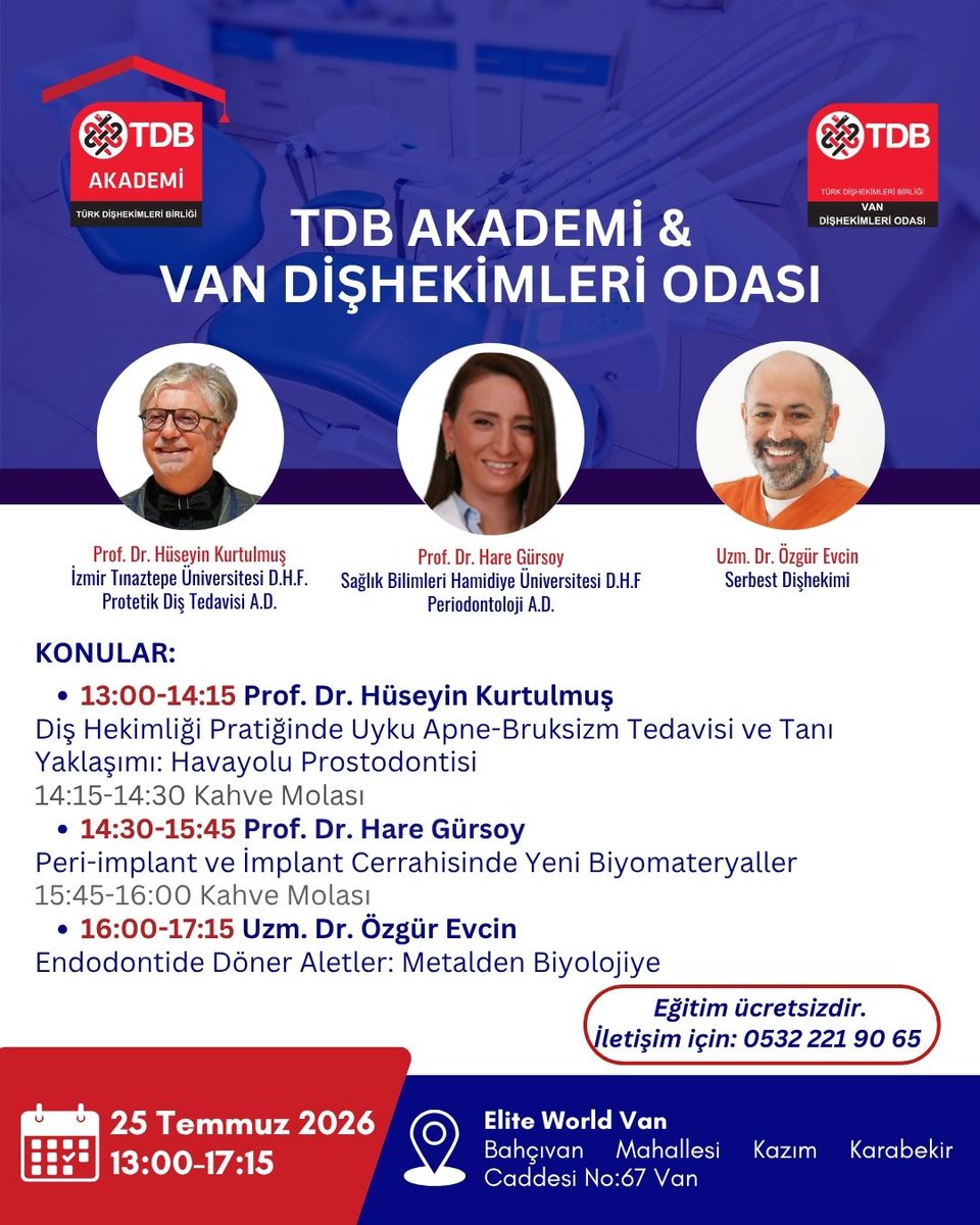 TDB_TDA's tweet photo. TDB AKADEMİ & VAN DİŞHEKİMLERİ ODASI BİLİMSEL ETKİNLİĞİ
https://t.co/4D2CbUjtgL
#türkdişhekimleribirliği #tdb #tdbhaber #gencdishekimleri #tdböğrencikolu https://t.co/MTv1cnM3Dc