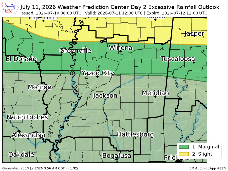ArkLaMissWX's tweet photo. WPC issues Day 2 Slight Risk Excessive Rainfall Outlook at Jul 10, 8:09z for JAN https://t.co/SrLeBFUCzU https://t.co/oUrzHLVti0