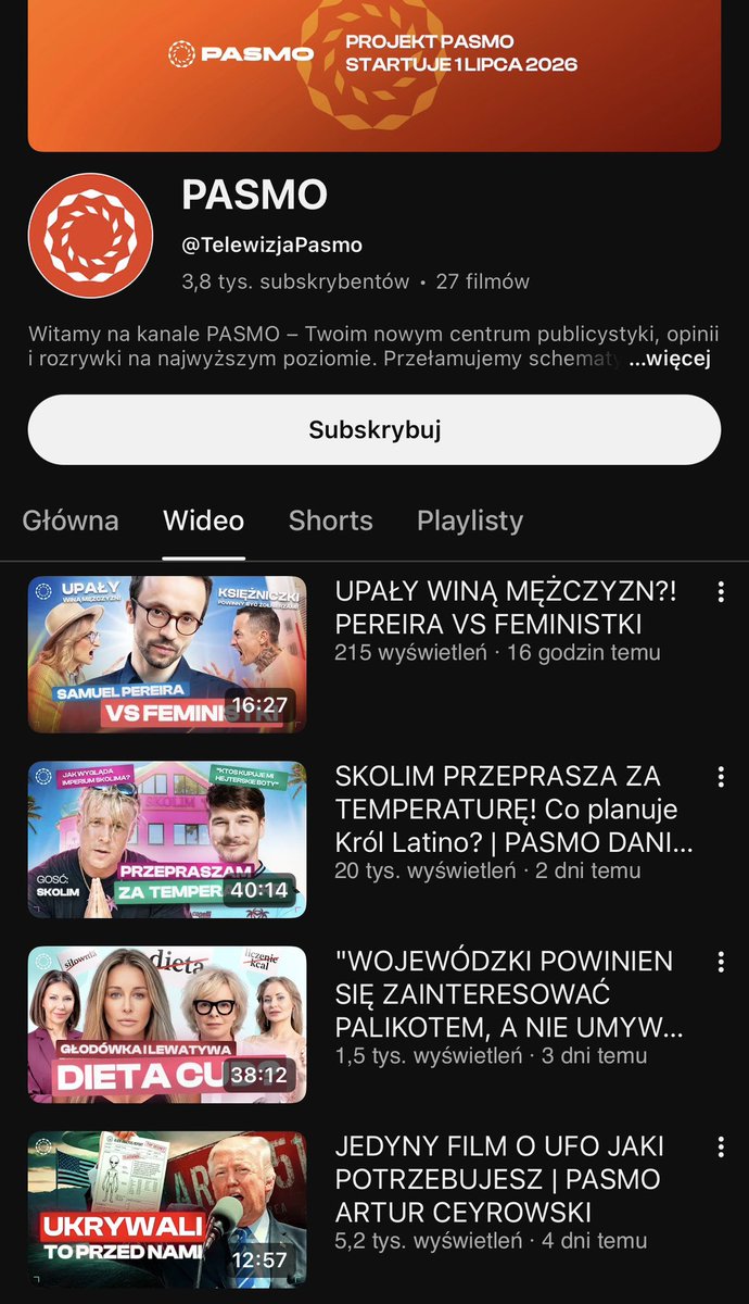 WojtekKardys's tweet photo. 10 dni po starcie #Pasmo od @DanielNawrocki_ - zasiegi bez szału.

Start projektu w wakacje - to nie był dobry pomysl. https://t.co/6XgRp1vNZS
