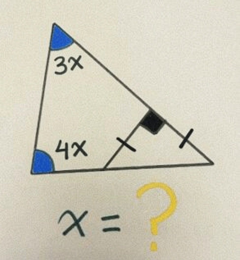 HadizaSadiq02's tweet photo. If you solve this without a calculator 🧠 

You're officially a math legend.

What is the value of x? https://t.co/o1Fz1dQsUR