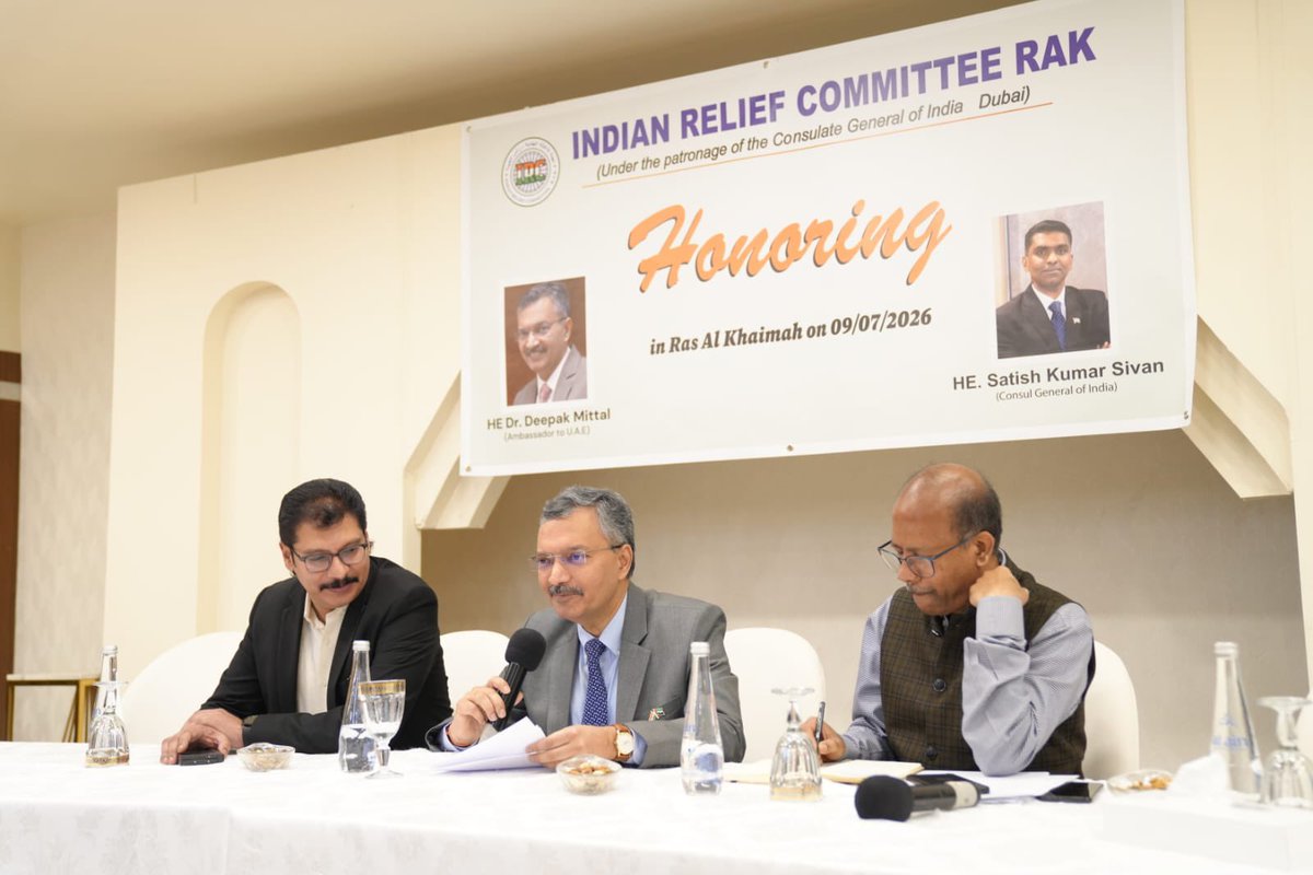 IndembAbuDhabi's tweet photo. Amb @d_mittal73 interacted with members of the Indian community at an event organised by the Indian Relief Committee in RAK.

Amb appreciated the positive &amp; constructive role of the community in deepening 🇮🇳🇦🇪 ties . He reiterated continued commitment to welfare of the community. https://t.co/scTqB6D5QP