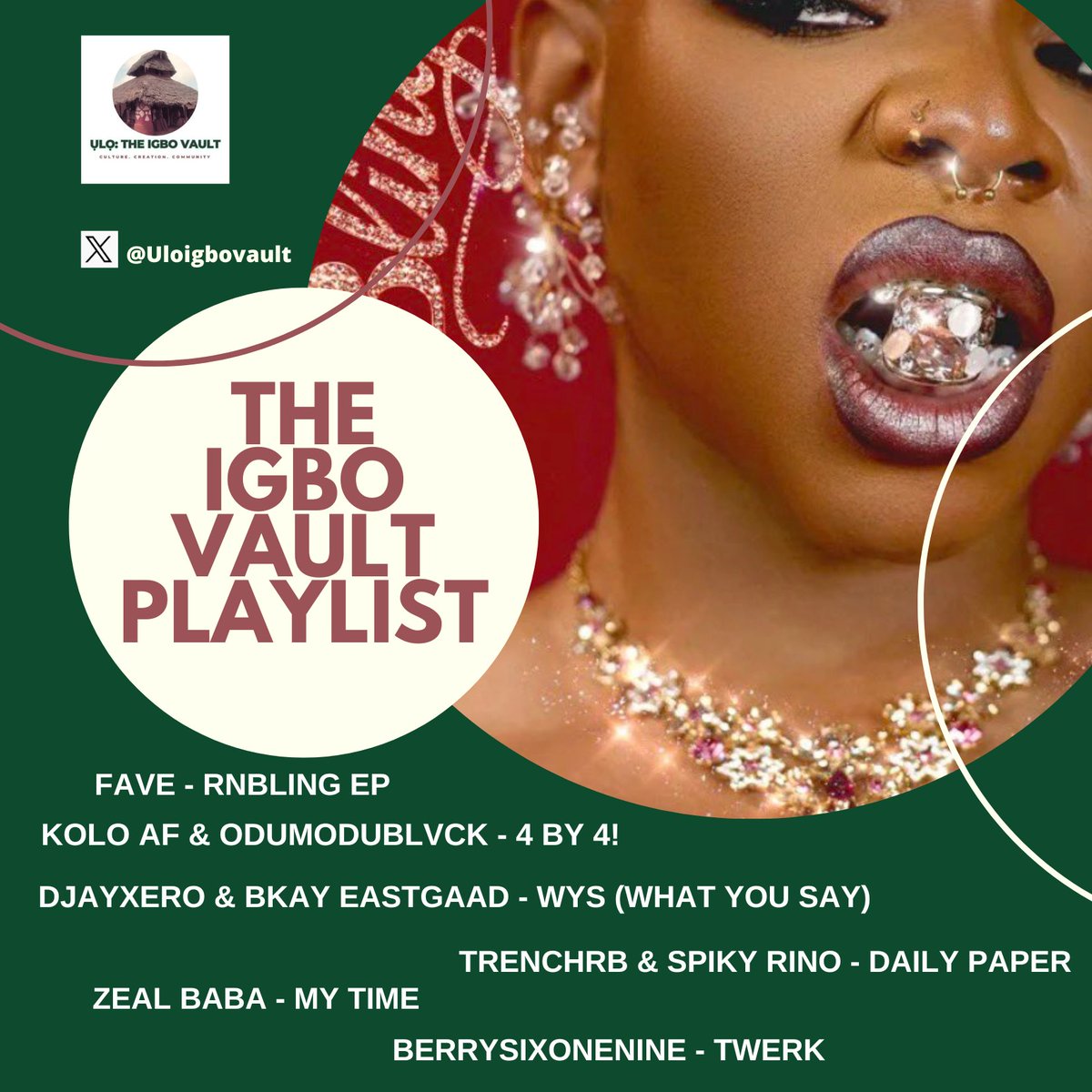 Uloigbovault's tweet photo. ỤLỌ: THE VAULT PLAYLIST

FAVE - RNBLING EP
KOLO AF &amp; ODUMODUBLVCK  - 4 BY 4!
DJAYXERO &amp; BKAY EASTGAAD - WYS (WHAT YOU SAY)
TRENCHRB &amp; SPIKY RINO - DAILY PAPER
ZEAL BABA - MY TIME
BERRYSIXONENINE - TWERK https://t.co/Lc5CWazVBn