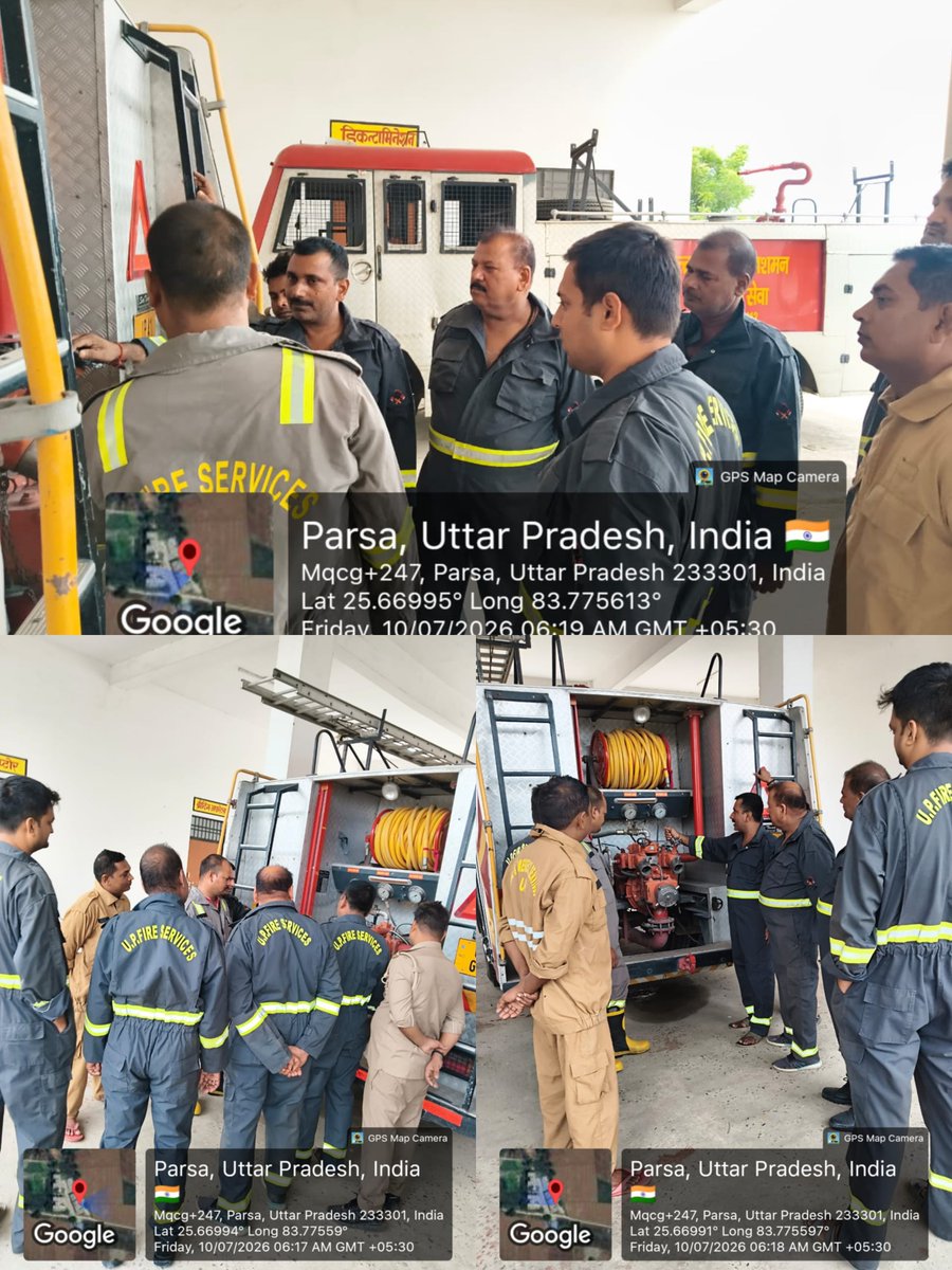 ghazipurfire's tweet photo. श्रीमान पुलिस महानिदेशक,#fireserviceup महोदय के आदेशानुसार एवं #cfogzr के निर्देशन में दि0-10/07/26 को जनपद गाजीपुर के सभी फायर स्टेशनों पर स्ट्रेचर ड्रिल एवं  फायर उपकरणों के रख-रखाव एवं संचालन का अभ्यास कराया गया।
@AdminGhazipur 
@ghazipurpolice https://t.co/vSObGKckCw