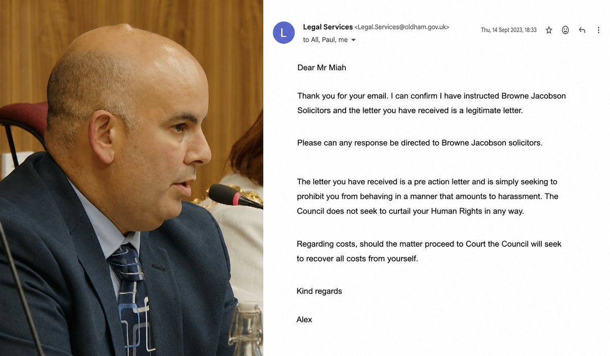 recusant_raja's tweet photo. Oldham Council Demanded I Stop Calling Shabir Ahmed A Paedophile Or Else

Yesterday evening I published the paperwork behind Oldham Council's attempt to silence me, and I think people skimmed past the worst of it. Among the statements their lawyers demanded I stop making was that Shabir Ahmed, ringleader of the Rochdale grooming gang and an Oldham Council employee with access to children, is a paedophile. 

The man who confirmed instructing those lawyers was Alexander Bougatef. He is now the Council Monitoring Officer, the most senior legal officer in Oldham Council

The letter Alexander Bougatef commissioned from Browne Jacobson listed the things Oldham Council wanted a court to stop me saying. One of them was that Shabir Ahmed is a paedophile.

Shabir Ahmed. The ringleader of the Rochdale grooming gang. Convicted of raping and trafficking children. And an Oldham Council employee, in a job that put him near children, which nobody in that building ever intended you to know. There was no press release. There was no statement. I found it, I published it, and Oldham Council's answer was to hire a national law firm to try and stop me repeating it.

The letter demands I refrain from suggesting "without any proper basis" that people connected to the council may be paedophiles. Without any proper basis. The basis was a Crown Court conviction. His lawyers knew that when they typed it, because I had cited the conviction every time I named him. They sent it anyway. I suspect the Council spent tens of thousands of pounds of tax payers money attempted to scare me into silence.

The other man I exposed was Rod Blyth. A Liberal Democrat councillor in this borough for over twenty years, convicted of serious child sexual offences. Twenty years an elected member, and when he was convicted, nothing. 

I could find no statement from the council he served. Nothing from GMP. Nothing from the Manchester Evening News, which has never once struggled to find space for my name. A councillor of two decades goes down for child sex offences and it is kept secret from the people of the town that elected him. Hidden from the families that gave him access to their children. 

That silence held until I broke it. Go ask Andy Burnham why his police force failed to release a statement. Ask the same of the CPS or the editor of the Manchester Evening News why they helped hide the story until after I exposed it. Let me know what they say.

So count it up. Two convicted paedophiles inside Oldham Council. One on the payroll, one in the chamber. Every institution in this town kept quiet about both of them. I made both public. And the council, instead of launching investigations into whether these men had used their positions to abuse children, reached for its lawyers, and the lawyers were pointed at me. 

Think about the choice inside that decision. A convicted child trafficker drew a council wage and the legal department's energy went into the man who said so out loud.

I have the evidence from Bougatef himself that he instructing the law firm that came after me. So do others. He copied it to every councillor in Oldham. They all knew what was being attempted. Not one spoke out. Not one.

This man is now the Monitoring Officer. I call him Backdoor Bougatef because he was appointed without due process into one of the most senior positions in the council. I'll leave it to you to decide how that came to be.

When the National Inquiry comes to Oldham, Alexander Bougatef MUST be called to testify and answer for his actions. Why did he hire a law firm to try and take out an injunction against me for exposing paedophiles within Oldham Council? Of which one of them was Shabir Ahmed.

_________

For 8 years I've exposed how politicians and police covered up the gang rape of working-class White girls by Pakistani grooming gangs. I, with the support of the people of Oldham, led the campaign that forced the National Inquiry. Now, with your help, we will force this inquiry to a place it does not want to go.

As Mayor of Greater Manchester, Andy Burnham fronted a series of Assurance Reviews of which one was in my hometown of Oldham. It was a cover-up of a cover-up. It tried to bury the truth. Don't believe me? Ask Maggie Oliver. Even she has come to the same conclusion.

Despite Burnham's efforts to help hide what took place, we forced a national inquiry. Whilst previously defending the robustness of his now exposed cover up, Burnham is now trying his best to rewrite the truth of what he really did.

Unfortunately, as of yet, the national inquiry will not investigate Burnham or his actions and his deceit will go unchallenged. We hope to change this before the investigation starts in Oldham.

Once Burnham is in Downing Street, the pressure to protect him will be immense. The institutions that failed these girls will try everything possible not to hold a PM accountable. Much of the press will look away, as always. This is why it is up to us to carry the truth.

Which is why I'm turning this community of readers into something more than what I can manage on my own. We need to grow.

Before Burnham reaches Number 10, Red Wall and the Rabble needs 2,000 more paid subscribers to help grow and become more than a one man operation. With your help, we can do in towns and cities across the country what we have done in Oldham. 

Sign Up Here
👉 https://t.co/mZBZnScays

Should we succeed, politicians will go to prison. It is as simple as that. Surely, on this prospect alone, it is worth your support.

Raja 🙏