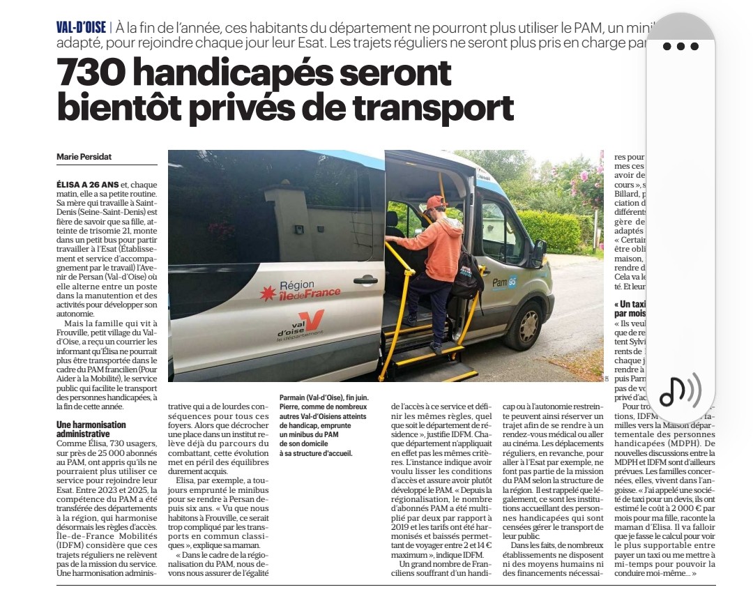n_arthaud's tweet photo. 730 handicapés sans moyens de transport... Là ça se passe dans le Val d'Oise mais sans doute ailleurs aussi. Des "dépenses sociales" pour les politiciens, la liberté pour les personnes concernées. 
Une ignominie parmi des milliers d'autres. https://t.co/8HcOZQYjPC