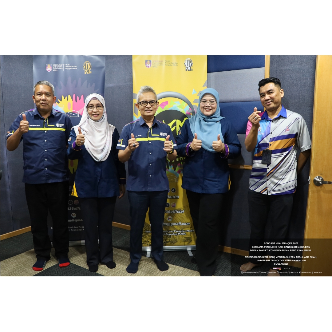 InQKAUiTM's tweet photo. Pada 8 Julai 2026, UFM menerusi slot "Tetamu Hari Ini" telah menampilkan Profesor Dr. Haslinda Yusoff, Penolong Naib Canselor InQKA, bersama Prof. Dr. Abd Rasid bin Abd Rahman, Dekan Fakulti Komunikasi dan Pengajian Media, sebagai tetamu jemputan. https://t.co/91imZLQWl8