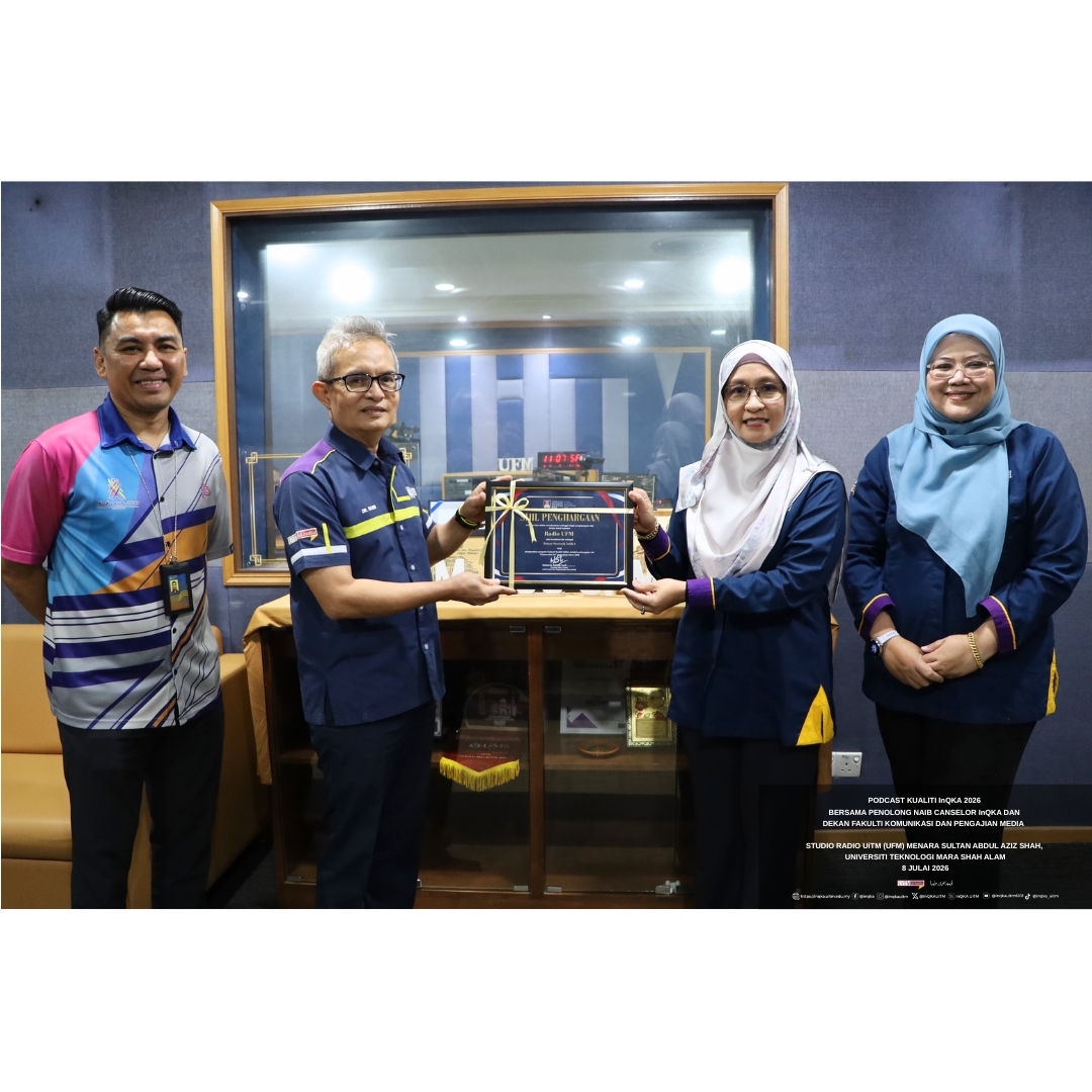 InQKAUiTM's tweet photo. Pada 8 Julai 2026, UFM menerusi slot "Tetamu Hari Ini" telah menampilkan Profesor Dr. Haslinda Yusoff, Penolong Naib Canselor InQKA, bersama Prof. Dr. Abd Rasid bin Abd Rahman, Dekan Fakulti Komunikasi dan Pengajian Media, sebagai tetamu jemputan. https://t.co/91imZLQWl8