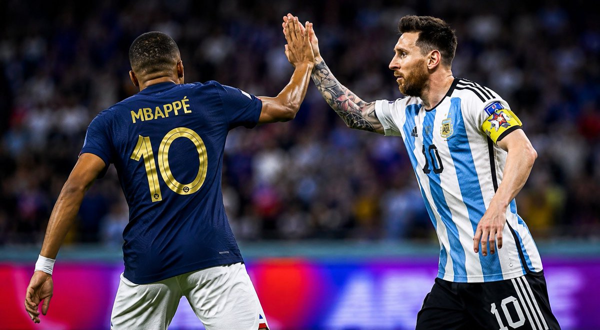 MatchTalks_'s tweet photo. A French referee awards Messi a penalty,  he misses it.
An Argentine referee awards Mbappé a penalty, he misses it too
Buddies. 🤝🏻 https://t.co/1TihHMjob7