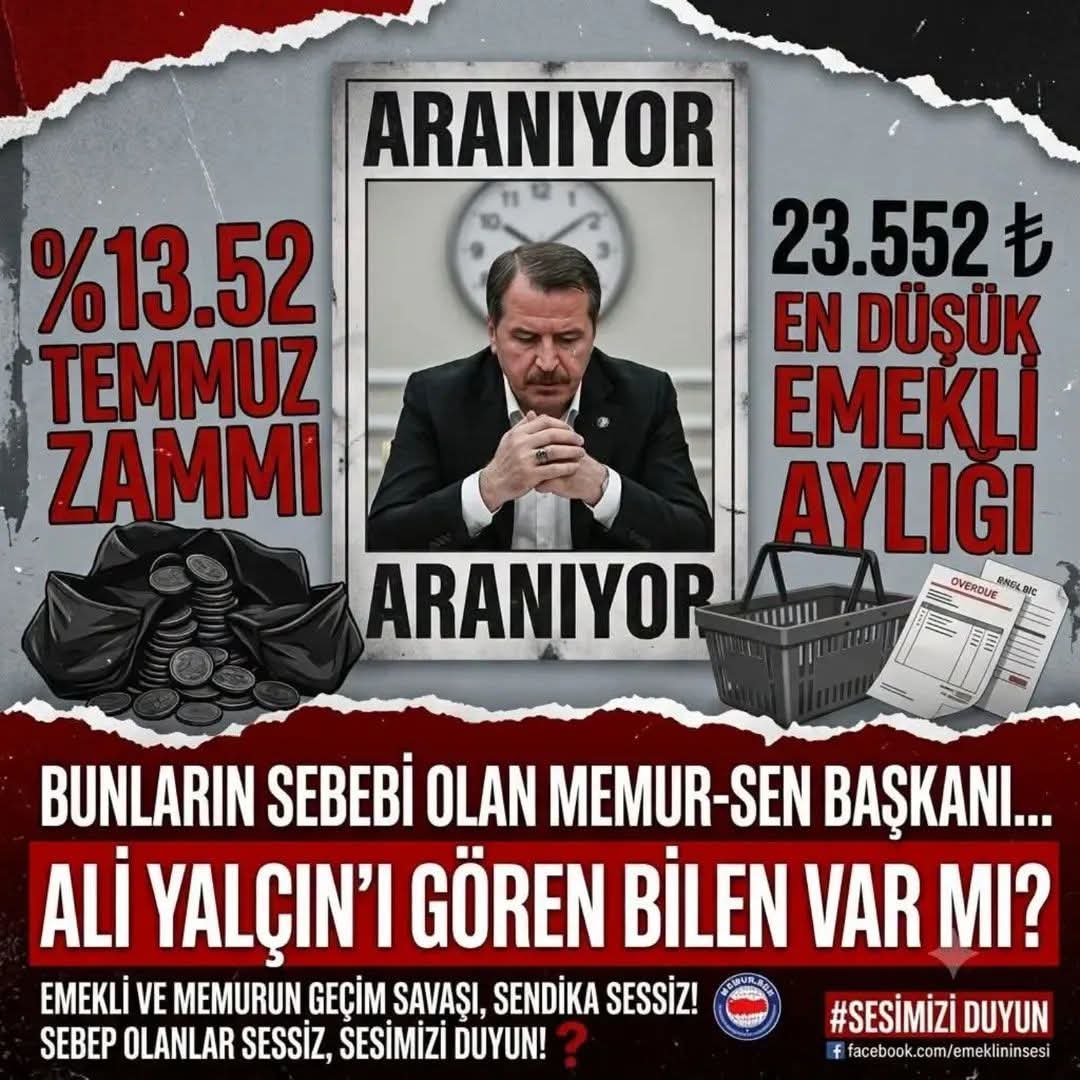 ahmetyarici31's tweet photo. ⁉️Emekli Memur adına toplu sözleşmeye imza atıp hak aramaya geldiğinde yok olan sendika @MemurSenKonf ve başkanı @_aliyalcin_
kayıp
⁉️ @Akparti ve @MHP_Bilgi ise #EmekliMemur hakkını yemeye devam ediyor
⁉️Muhalefet basın ve sendika susuyor
⁉️Memur Emeklisine gelmeyen Adalet ... https://t.co/jYCft5C7jX