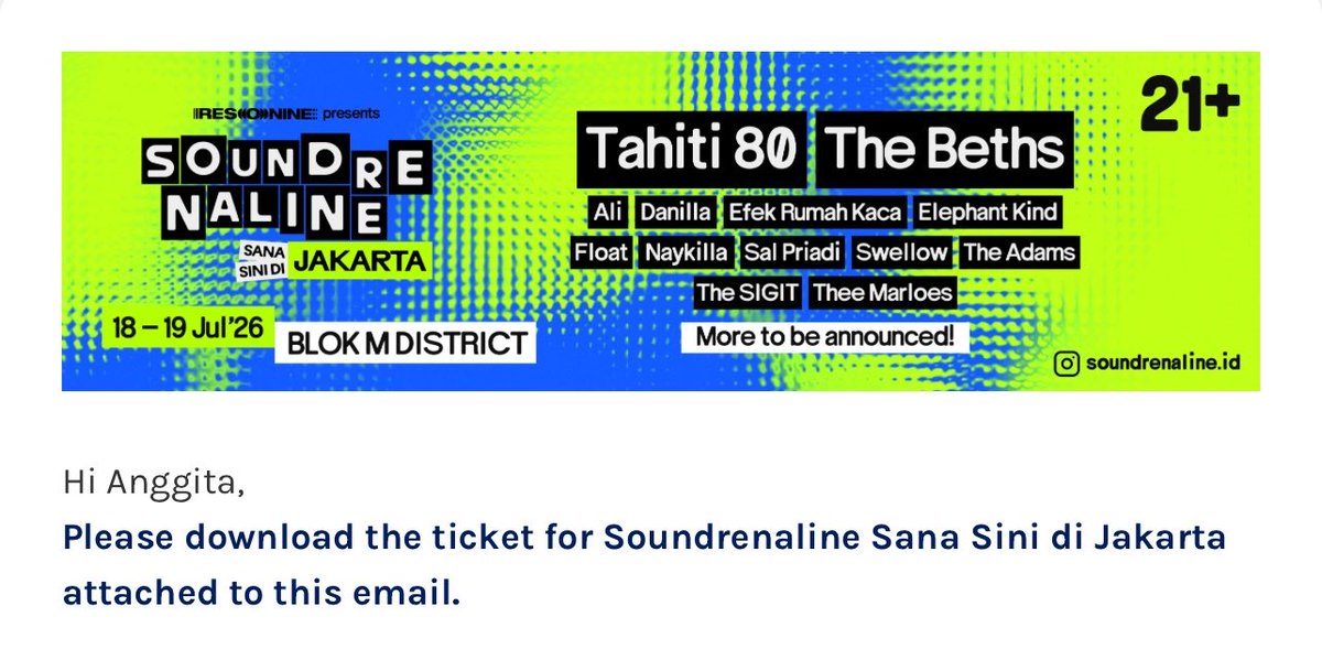 anggitamp's tweet photo. Hi, i’m selling soundrenaline ticket of 2 day pass #soundrenaline #soundrenaline2026 https://t.co/RLdk4IWH5Z