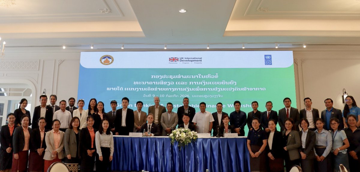 UNDPLaoPDR's tweet photo. 🌿 UNDP in collaboration convened local financial institutions to strengthen understanding of #GreenFinance, explore credit guarantees for #MSMEs, and pave the way for a unlocking investment for a greener, more resilient Lao PDR. https://t.co/ZFoVclLphs