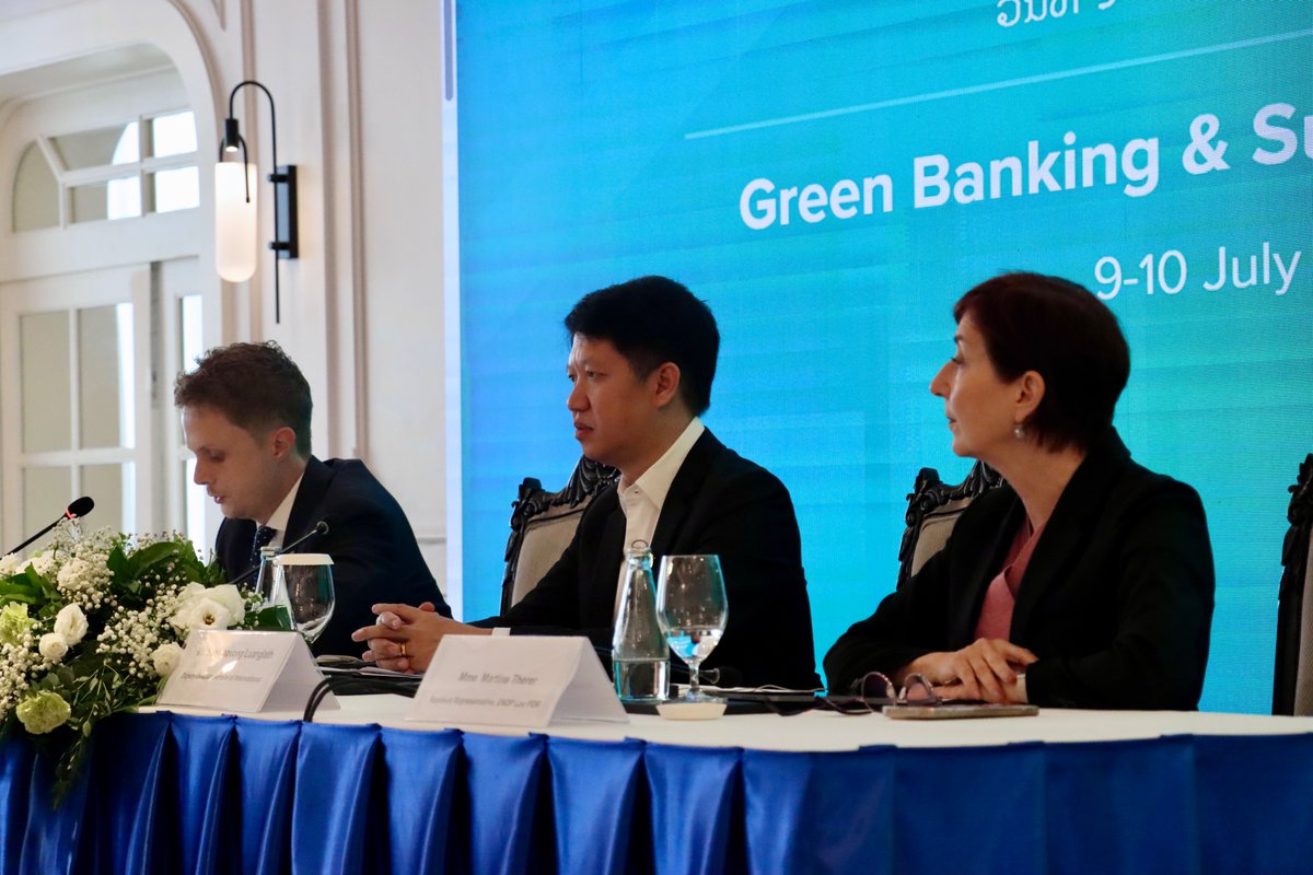 UNDPLaoPDR's tweet photo. 🌿 UNDP in collaboration convened local financial institutions to strengthen understanding of #GreenFinance, explore credit guarantees for #MSMEs, and pave the way for a unlocking investment for a greener, more resilient Lao PDR. https://t.co/ZFoVclLphs