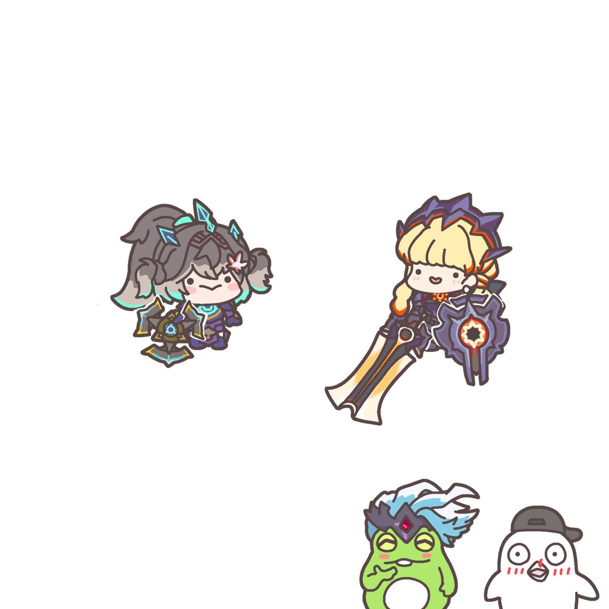 watakusidesite's tweet photo. トルネードの如くダメージを出す小さなドラゴンADC龍巻ちせちゃん！
味方を守り針の穴にフックを通すSUP小雀ととちゃん！ 

#とるね絵ど #ととの絵 
#ぜろ絵 https://t.co/1evIPgzMgr