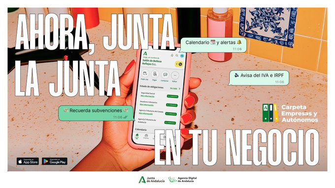aemprende's tweet photo. 🌀¿Eres #autónomo o tienes una #empresa?

📲 Gestiona trámites, consulta notificaciones y accede a información relevante desde un único espacio digital con la app "𝗖𝗮𝗿𝗽𝗲𝘁𝗮 𝗘𝗺𝗽𝗿𝗲𝘀𝗮𝘀 𝘆 𝗔𝘂𝘁𝗼́𝗻𝗼𝗺𝗼𝘀" @AndaluciaJunta.

➕https://t.co/MpQ8ojIHjy

#Emprendimiento https://t.co/3Z9Vej3Ddz