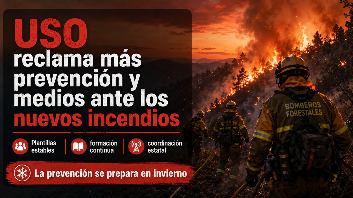 USO_Internacion's tweet photo. 🧵 Los incendios forestales son cada vez más rápidos, intensos e imprevisibles por el #cambioclimático. 

Cada verano lamentamos nuevas víctimas y daños, pero no podemos asumir estas tragedias como algo inevitable.

@SindicatoUSO reclama prevención real y medios suficientes durante todo el año.