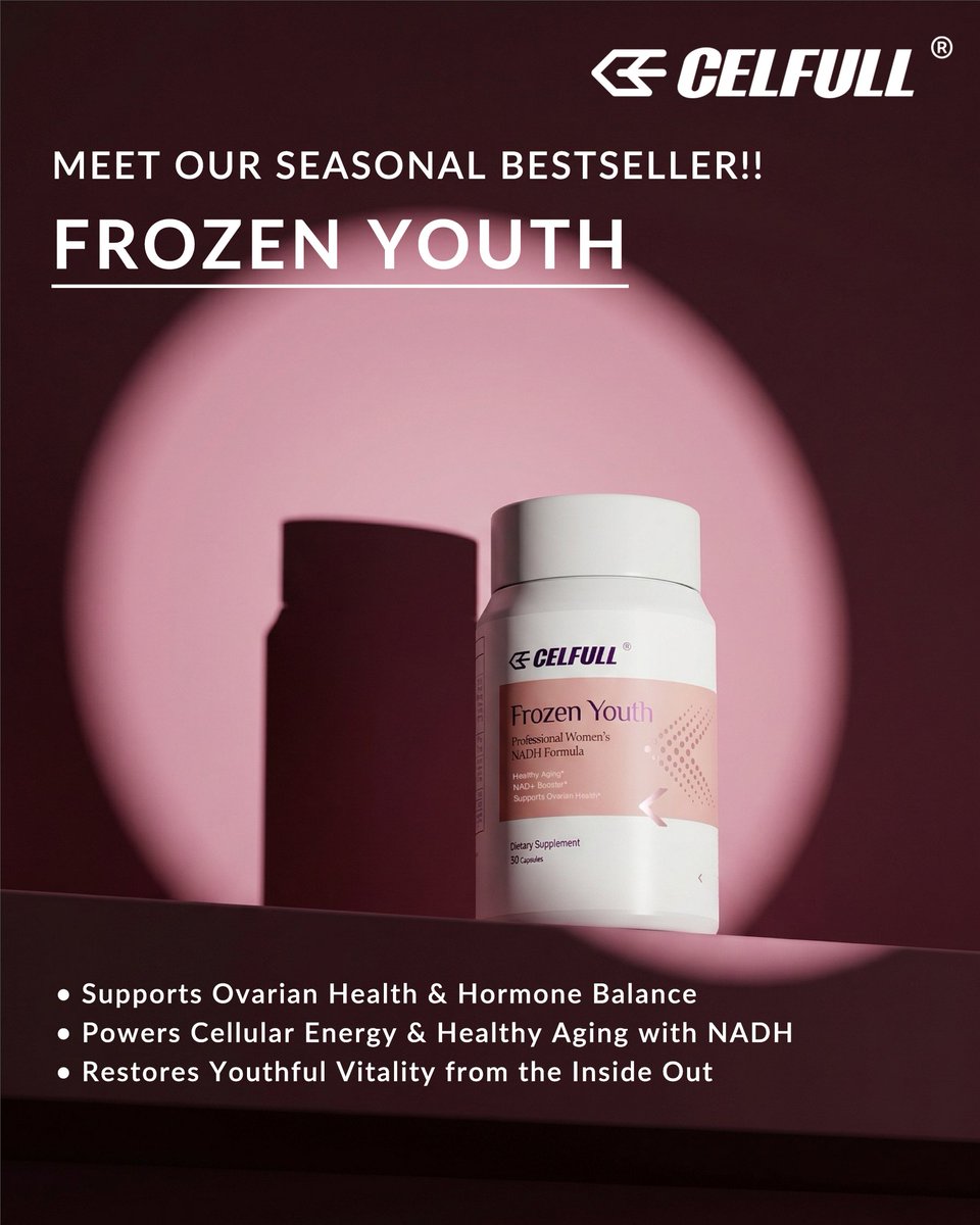 real_CELFULL's tweet photo. Meet our seasonal bestseller: Frozen Youth. Bringing the science of NADH to your daily routine to nourish ovarian health &amp; hormone balance. #Celfull #NADH #OvarianHealth https://t.co/kqXkEiBxaP