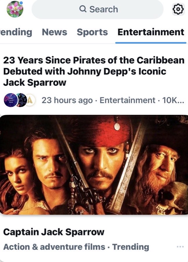 GatsbyV82246's tweet photo. #TRENDINGEntertainmemt
#CaptainJackSparrow ☠️🏴☠️⚔️
#PiratesOfTheCaribbean
#CurseOfTheBlackPearl
#23rdAnniversary #10KPosts
#FiveOscarNominations
#JohnnyDeppBestActor https://t.co/nc5Xnrpj0Q