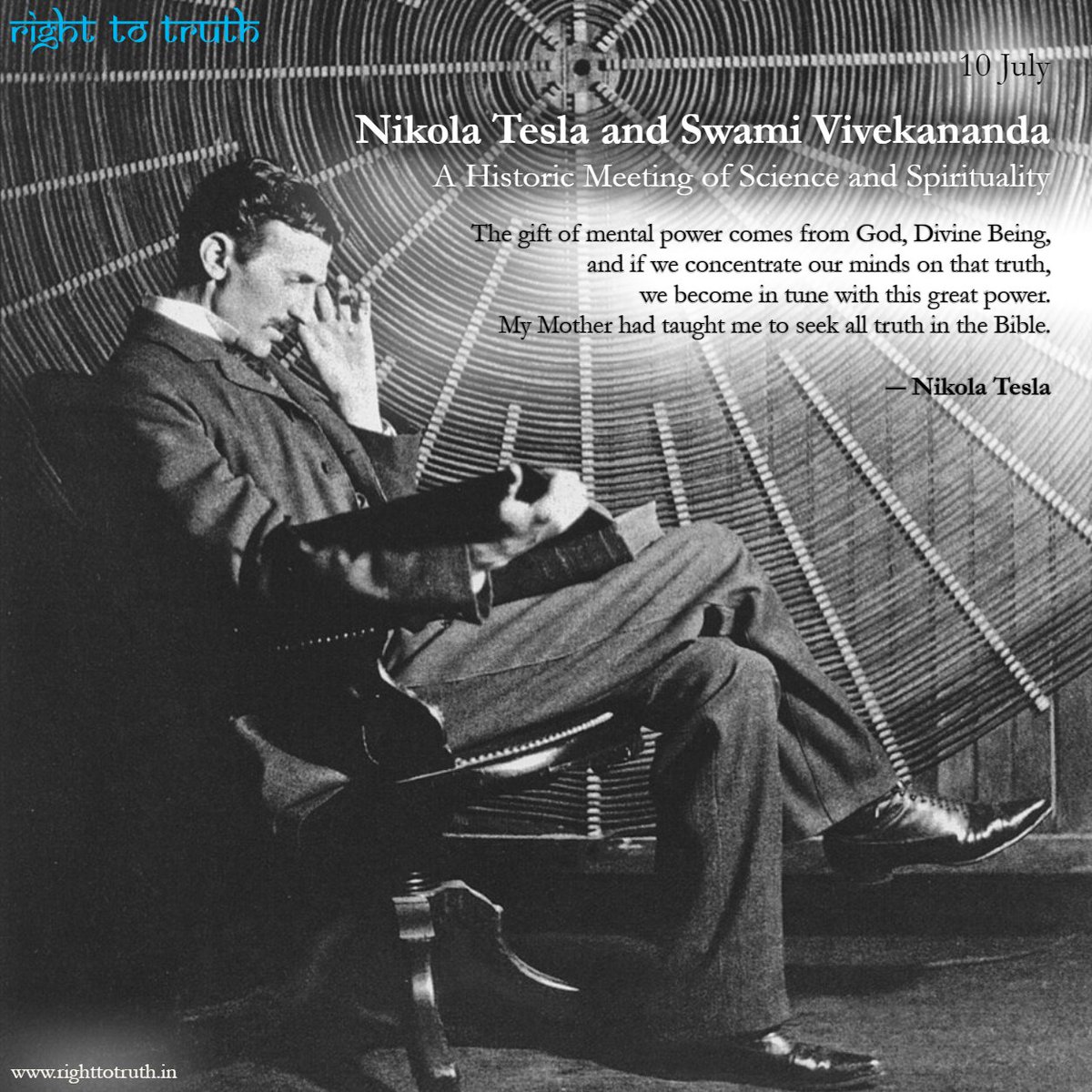 righttotruth_in's tweet photo. Nikola Tesla and Swami Vivekananda: A Historic Meeting of Science and Spirituality
Read:
https://t.co/eRLEdlyzZ5
#NikolaTesla #Tesla #BirthAnniversary #July10 #SwamiVivekananda #Vivekananda #TeslaAndVivekananda #ScienceAndSpirituality #Article #Post #Truth #Quote #RightToTruth https://t.co/uMpQBKyTbr