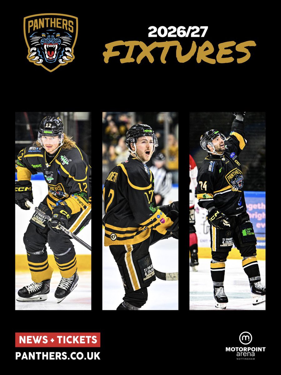 PanthersIHC's tweet photo. Full details on our 2026/27 fixtures. 📰

Midweek and Friday nights return to 19:30 following feedback from supporters.

Tickets for the first batch of games in the Elite League and Challenge Cup will go on sale at 09:00 on Monday 27th July.

The digital Stanza calendar with all of this season's fixtures will be available shortly.

More info➡️ https://t.co/8JscOg6BJZ