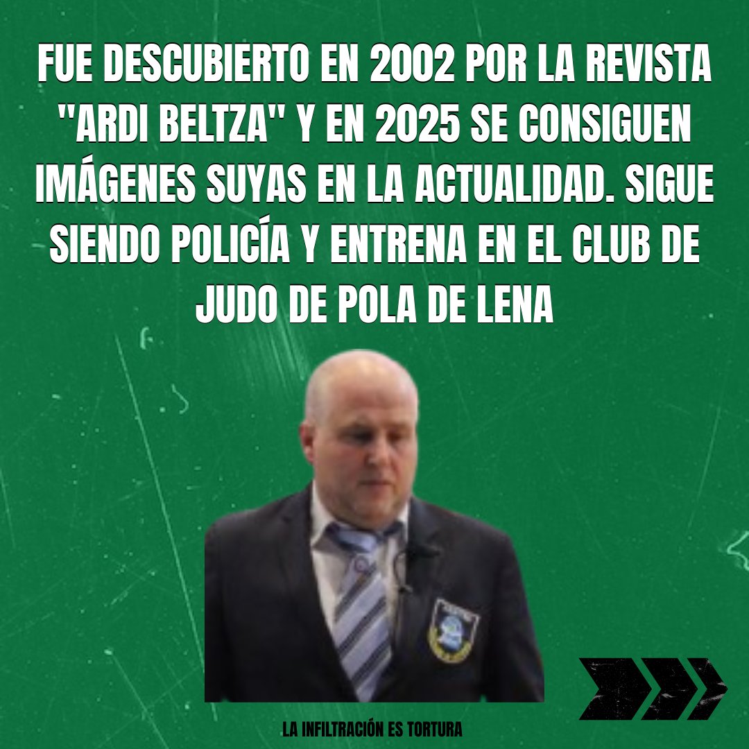 undercover_25_'s tweet photo. José Manuel Iglesias Romero, policía nacional infiltrado en Asturias de 2000 a 2002

Su testimono fue clave para encarcelar a Cándido y Morala, cuya historia inspiró la peli "Los lunes al sol".

Sigue siendo policía y entrena en el Club de Judo Lena

(vía @/infiltracionesm en IG) https://t.co/2caaiDriF3