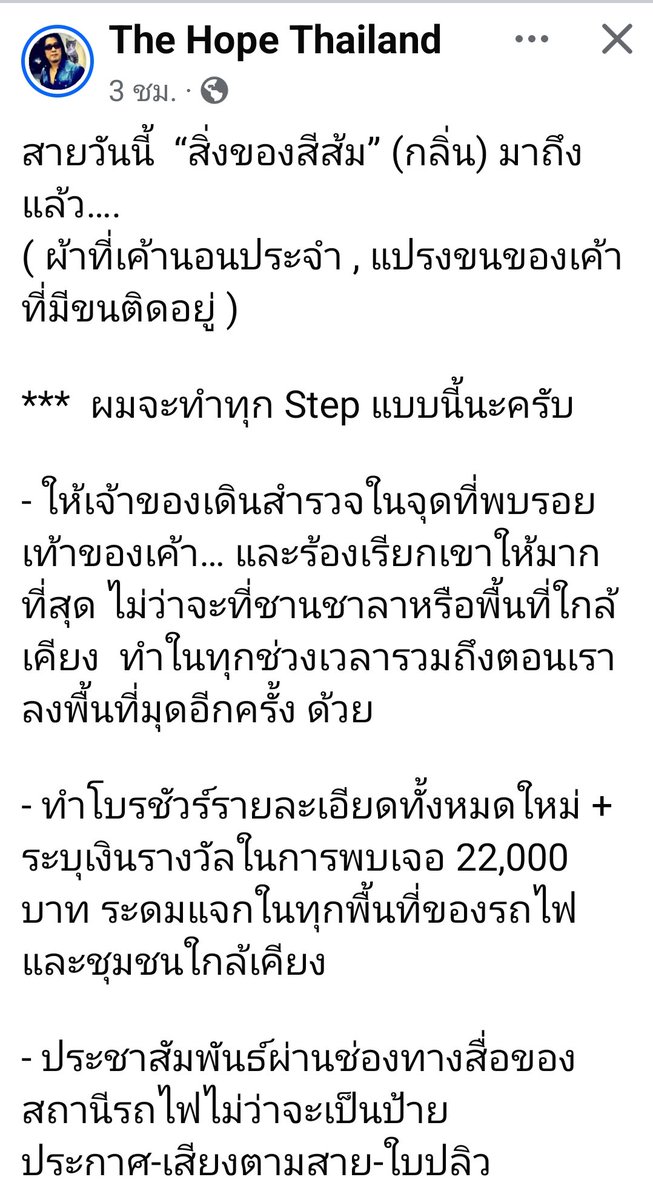 zsar14940693's tweet photo. แมวส้มพิการหายไปจากรถไฟ💥

อัพเดทรอบบ่าย ก่อนภารกิจตามหาส้มในช่วงเย็นวันนี้

แม่ของส้มนำของใช้ของส้มลงไปหลายอย่างเพื่อใช้ในการตามหา แม่จะออกเดินเรียกน้องเองด้วยเริ่มจากจุดที่พบร่องรอย และจะให้น้องแซนดี้ดมกลิ่นส้มอีกครั้งเพื่อเดินเท้าหาน้องในช่วงเย็น

ยิ่งนาน ยิ่งน่าเป็นห่วง ... https://t.co/w6r2Zpzoad