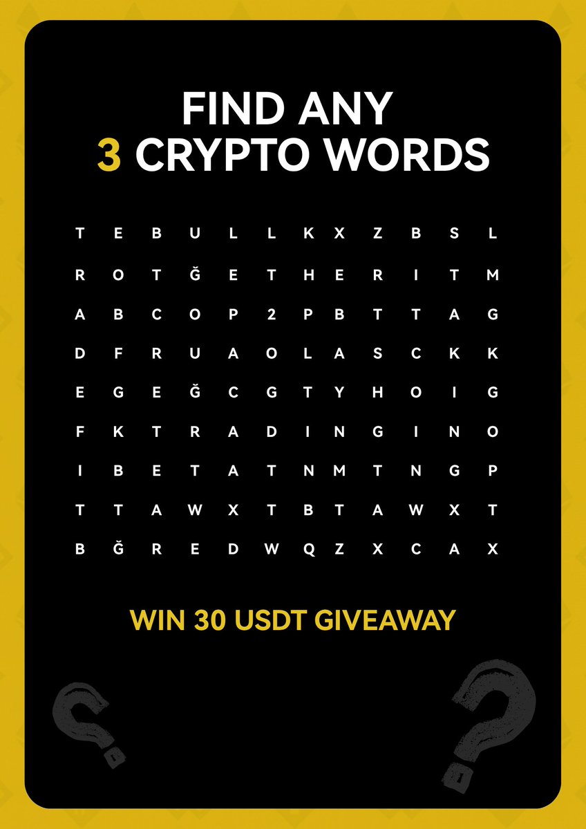 WEEX_Turkiye's tweet photo. 🎁 WEEX Global'den Kelime Bulmaca! | 30 USDT Ödül 🧩

Görselde saklı 3 kripto kelimesini bul ve 10 USDT Bonus kazan! 🚀

Katılım şartları:
✅ @WEEX_Turkiye ve @WEEX_Official takip et
✅ Gönderiyi beğen ve RT'le
✅ Yoruma bulduğun 3 kelimeyi, 2 arkadaşını etiketleyerek paylaş

🍀 3 şanslı kişi, kişi başı 10 USDT Bonus kazanacak!

❗ Bu etkinlik WEEX Global tarafından düzenlenmektedir.

#WEEX #WEEXQuiz #Crypto #Giveaway #Bitcoin
