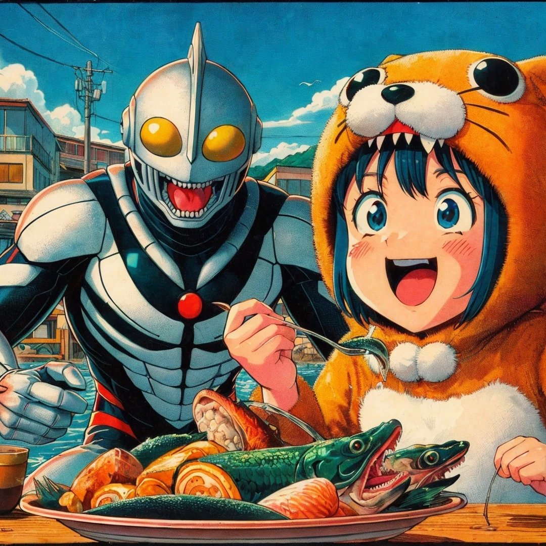 nome_nya's tweet photo. 「ウルトラマンの日」「日本なまずの日」
#AIイラスト https://t.co/7AOmAclEWM