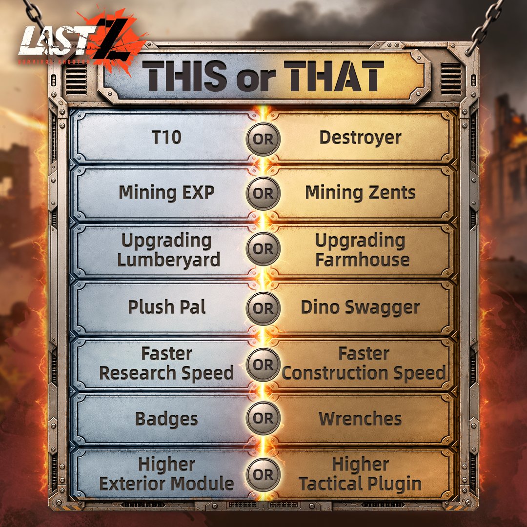 LastZ_EN's tweet photo. [This or That]

Survivors! The choice is yours! ✅❌

Share your answers below and see if you have like-minded friends in the comments!

#LastZSurvivalShooter #LastZActivity https://t.co/afSK7m6Cqs