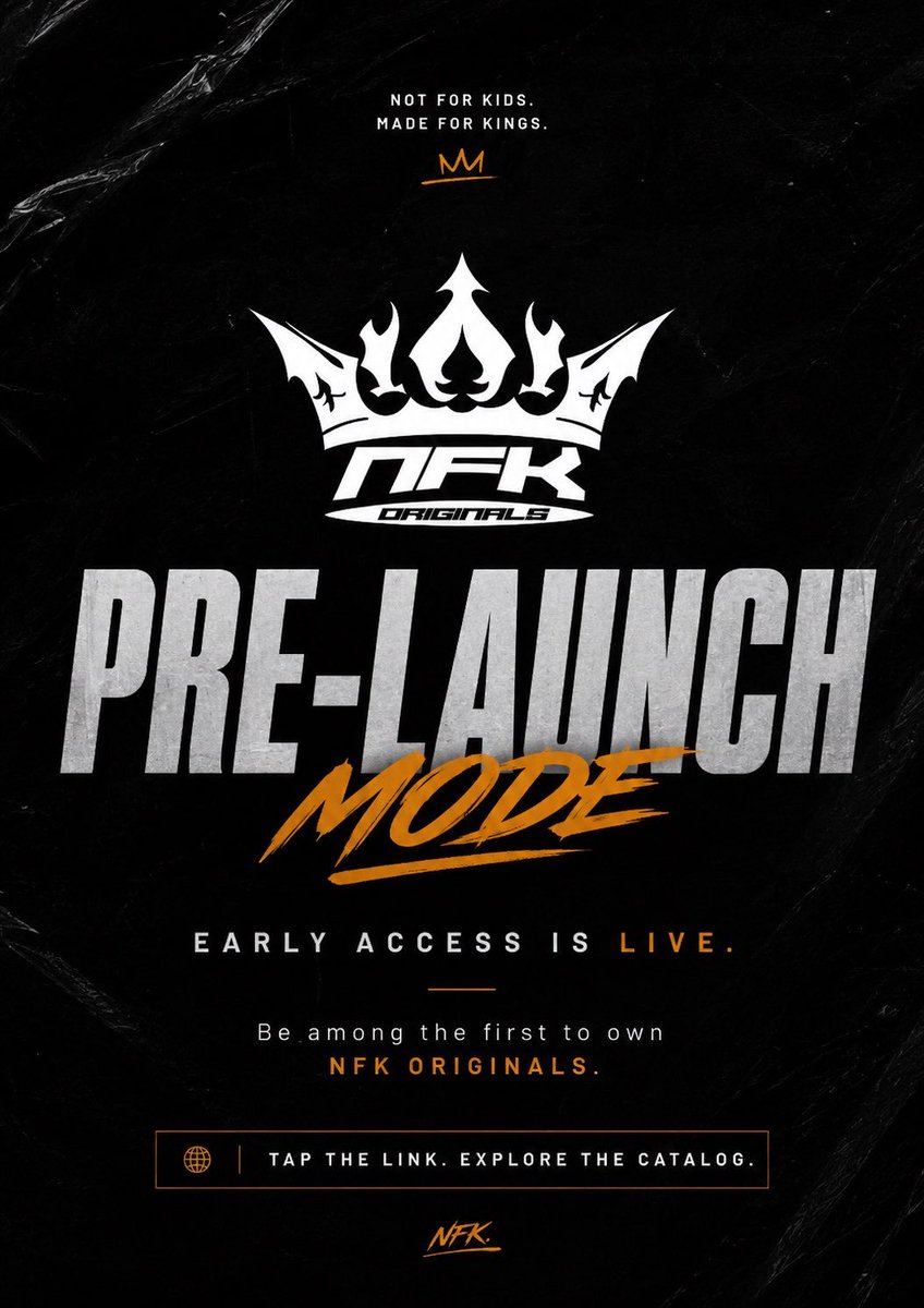 NFKORIGINALS's tweet photo. PRE-LAUNCH MODE.
You’re getting early access before the official release. 
Browse the catalog, https://t.co/KwxtgjxGJk  reserve your favorites, and be among the first to own an NFK ORIGINALS piece. 

The Journey is on motion!
DON'T MISS OUT! https://t.co/219cLrR2ri