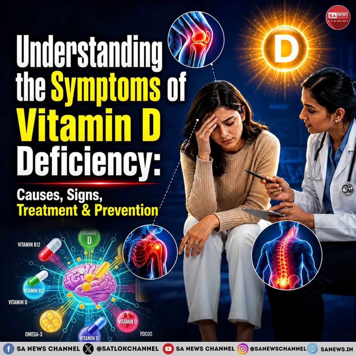 SatlokChannel's tweet photo. Feeling tired all the time? Frequent body pain or muscle weakness could be more than just stress. Vitamin D deficiency is becoming increasingly common and often goes unnoticed until symptoms worsen. Discover the early warning signs, causes, treatment options, and simple ways to maintain healthy vitamin D levels. Read our complete guide today and take the first step toward better health. Your body deserves the sunshine vitamin: https://t.co/Y44nXaJq7K

#VitaminD #HealthAwareness #HealthyLifestyle #Wellness