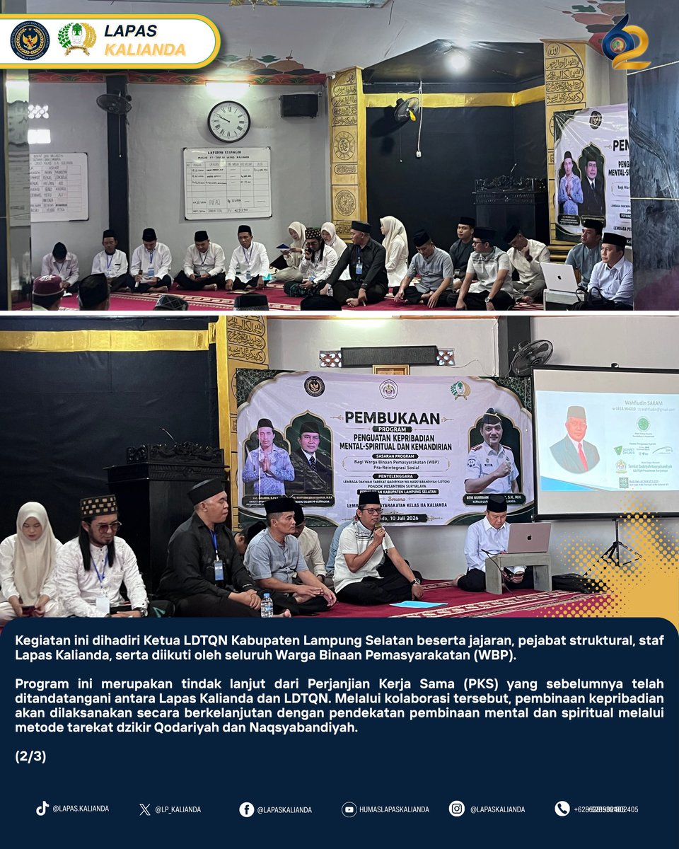 LP_Kalianda's tweet photo. Lapas Kalianda Resmi Buka Program Pembinaan Kepribadian Bersama LDTQN, Perkuat Pembinaan Mental Spiritual Warga Binaan

@kemenimipas @ditjenpas @pemasyarakatanlampung

#Kemenimipas #Ditjenpas #Pemasyarakatan #LapasKalianda #PemasyarakatanPastiBermanfaat #PembinaanKepribadian https://t.co/2vDdvbtcVl