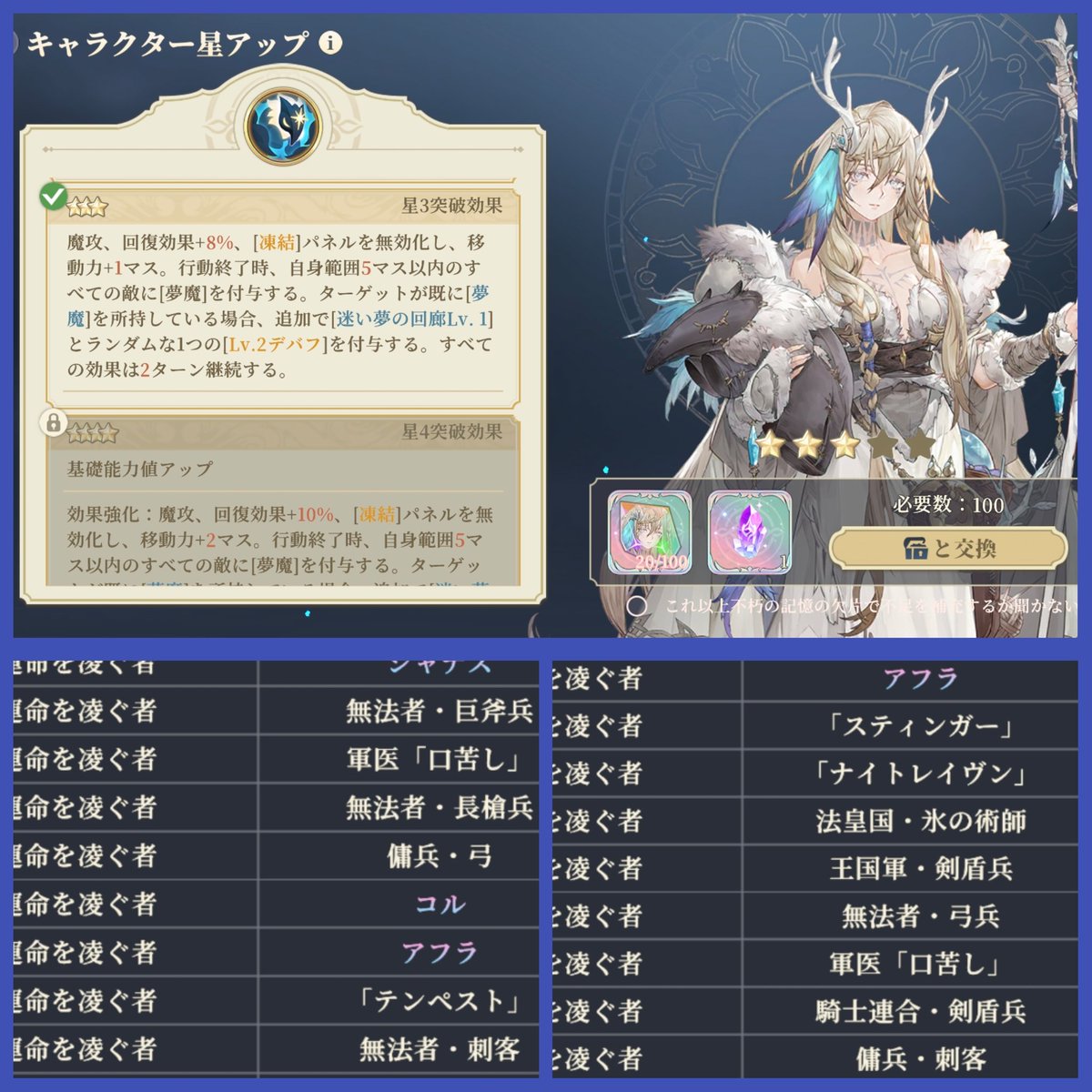 eruku_ffbe's tweet photo. 確保だけしていたアフラちゃんがシャナズガチャの時に謎にすり抜けて星3になりました🦌

今更かもですが、ルチア編も始まりそうですし星上げようかと思います☺️
＃鈴蘭の剣 https://t.co/yJWcpttYf5