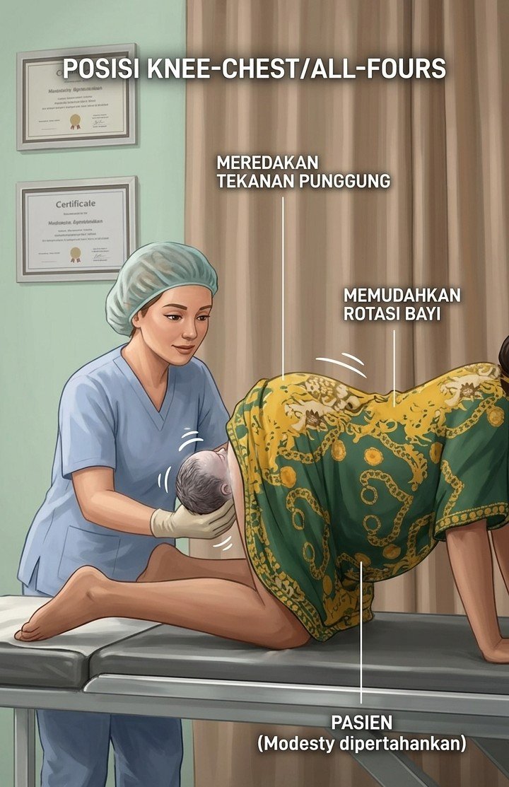 biduanssa's tweet photo. nih aku jelasin yaww. sebenernya posisi melahirkan  (normal) itu banyak modelnya lohhh. gak cmn posisi rebahan sambil angkat kaki aja.

salah satu nya posisi merangkak/nungging gini. kok bisa ya melahirkan dgn posisi gini? bisa bgtt, aplg buat bumil yg pinggangnya sakitt bgtt dipake rebahan, persalinan macet/lambat, ukuran bayi diprediksi gede, kondisi bayi sungsang.

bnyk loh benefit dari melahirkan dgn posisi nungging gini. apa aja?

✅️memanfaatkan gaya gravitasi: posisi merangkak ngebntu bayi lbh mudah turun ke jalan lahir krna terbantu oleh gaya tarik bumi.

✅️mengurangi nyeri punggung: klo posisi bayi telentang di dlm rahim (wajahnya menghadap ke depan perut ibu, bukan ke punggung), bagian belakang kepala bayi akan menekan tulang ekor ibu. posisi merangkak membantu meredakan tekanan ini dan mengurangi rasa sakit yang luar biasa pada punggung.

✅️mengurangi risiko robekan jalan lahir (Perineum): tknan pd perineum (area antara vagina dan anus) mjd lebih merata dan tidak seberat saat posisi telentang. ini bisa meminimalkan robekan parah atau kebutuhan untuk episiotomi (gunting vagina).