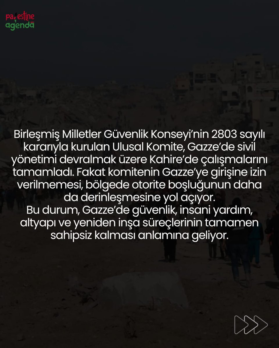 PalestinAgenda's tweet photo. Gazze Şeridi,2026 yazına girilirken tarihin en derin yönetim krizlerinden birinin içinde.İsrail’in işgal alanını genişletme planları,ateşkes yükümlülüklerini sistematik biçimde ihlal etmesi ve sivillere yönelik saldırılarn sürmesi,bölgede hem siyasi hem insani bir çöküş yaratıyor https://t.co/vtWZcVSwKn