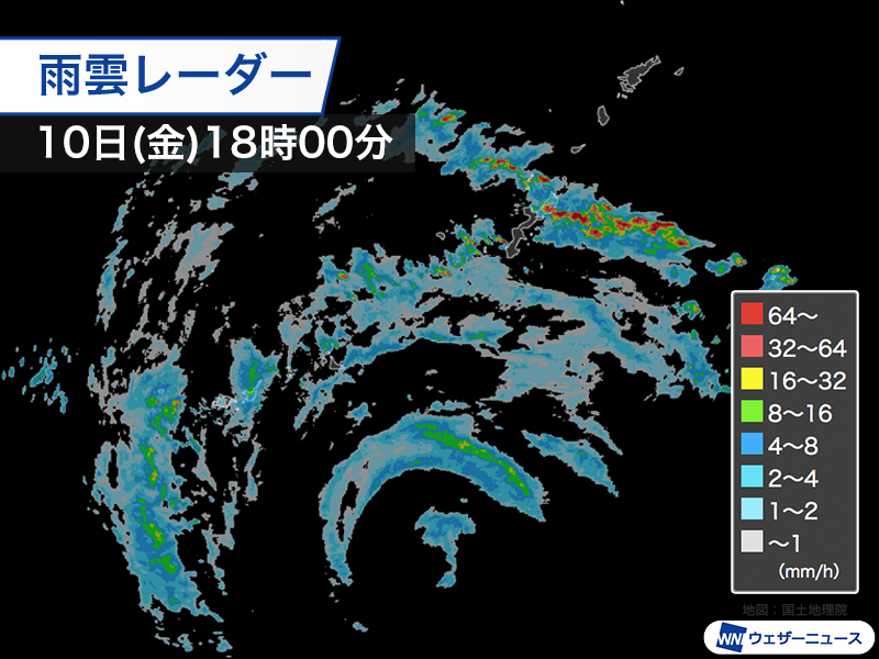 wni_jp's tweet photo. ＜宮古島が台風9号の暴風域に＞
大型で非常に強い台風9号(バービー)は10日(金)18時の推定で、宮古島の南南東約320kmまで近づいてきました。
宮古島などが風速25m/s以上の暴風域に入ったとみられます。
https://t.co/hRXzO6maK0 https://t.co/rq8aDmU4lY