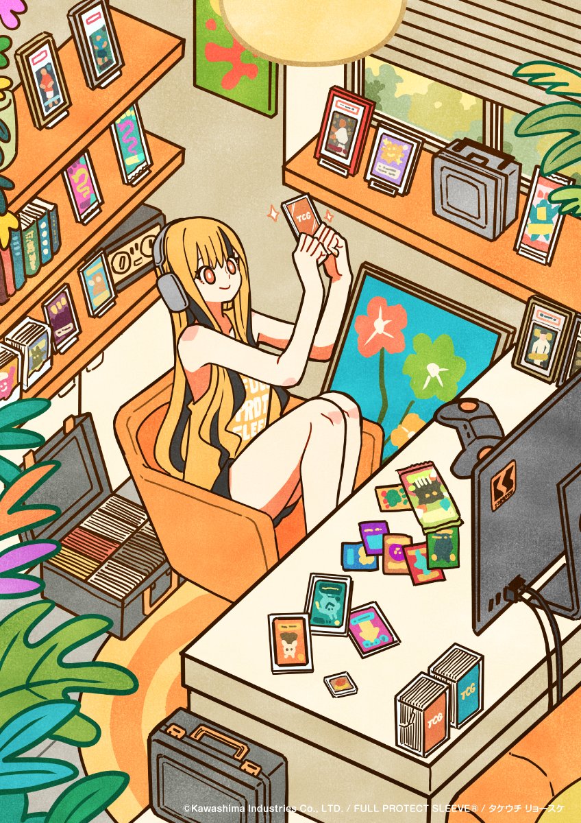 fullpro_tcg's tweet photo. イラストレーターのタケウチリョースケさん(@ryosuketarou)に『フルプロテクトスリーブ』をイメージした素敵なイラストを描き下ろしていただきました‼️
トレカ愛にあふれる女の子の周りには弊社トレカサプライ製品がたくさん✨
今後、色々なお知らせがありますのでお楽しみに～‼️
#タケウチリョースケ https://t.co/1wxiLNv3X8