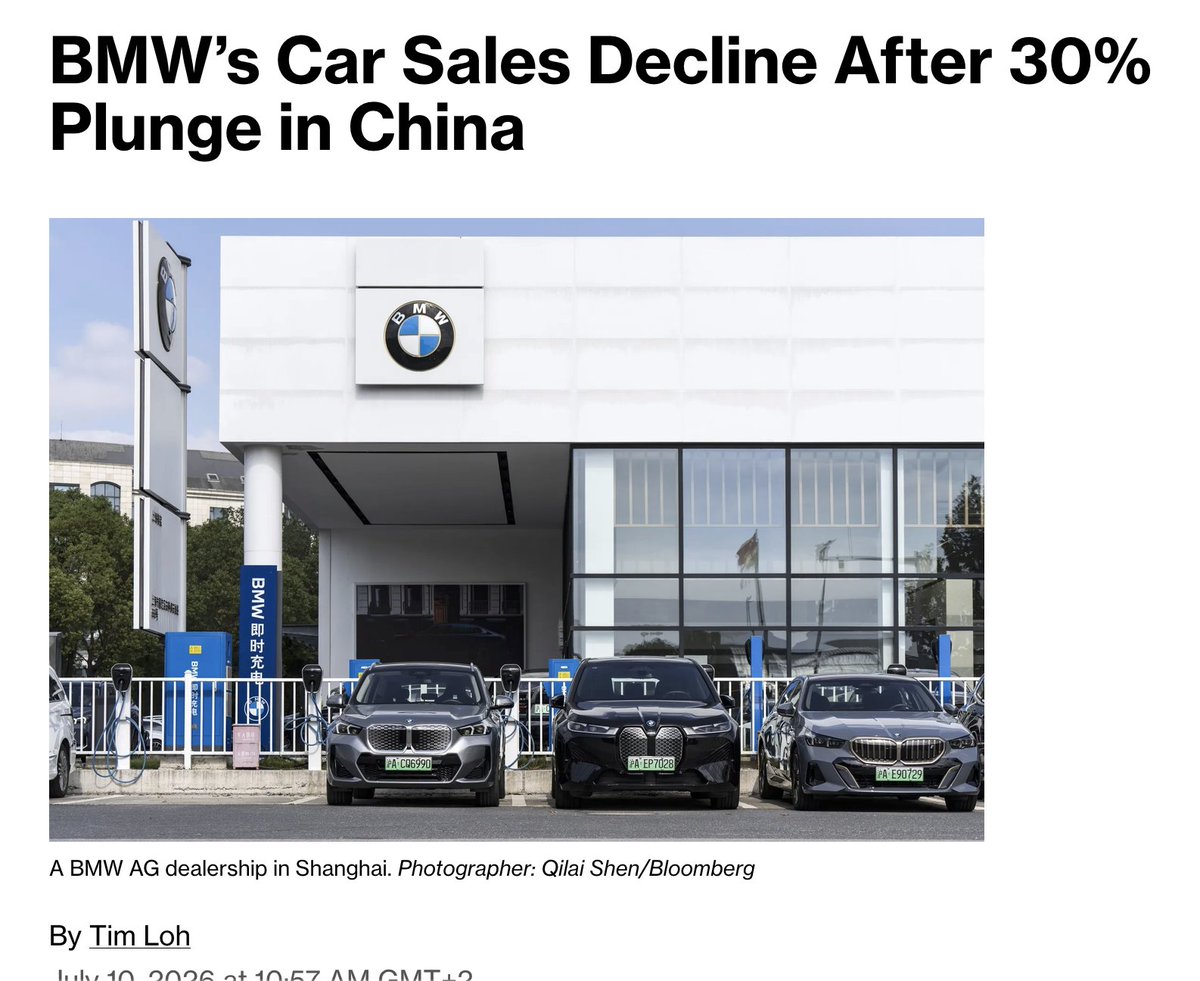 electricfelix's tweet photo. you thought Mercedes was bad?

here's BMW:

"which also owns the Mini and Rolls-Royce  brands, expects an automaking margin of 1% to 3% this year after the  measure declined to 5.3% in 2025. 

That would put BMW on course to be the  least profitable major European automaker." https://t.co/krGTzAFY5s