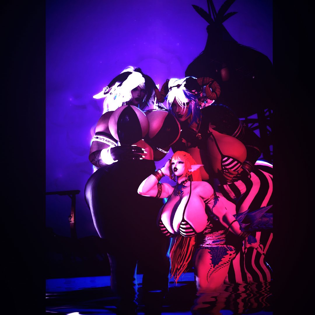 LightbreakerSel's tweet photo. Bikini Trend with Selene, Nami, and Yamato #SeatofNyx #Bpose #BPOSERS #gothgoth #Viera #Mermaid #Dragon #reshade https://t.co/M0SoIsnSEA