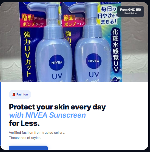 oxglow's tweet photo. Glow with confidence while keeping your skin protected. Find NIVEA Sunscreen from trusted sellers, all on Oxglow. 

Tap the link in our bio and make skincare part of your daily routine.

#Ghana #Oxglow #Beauty https://t.co/5RSMn3Y8cS