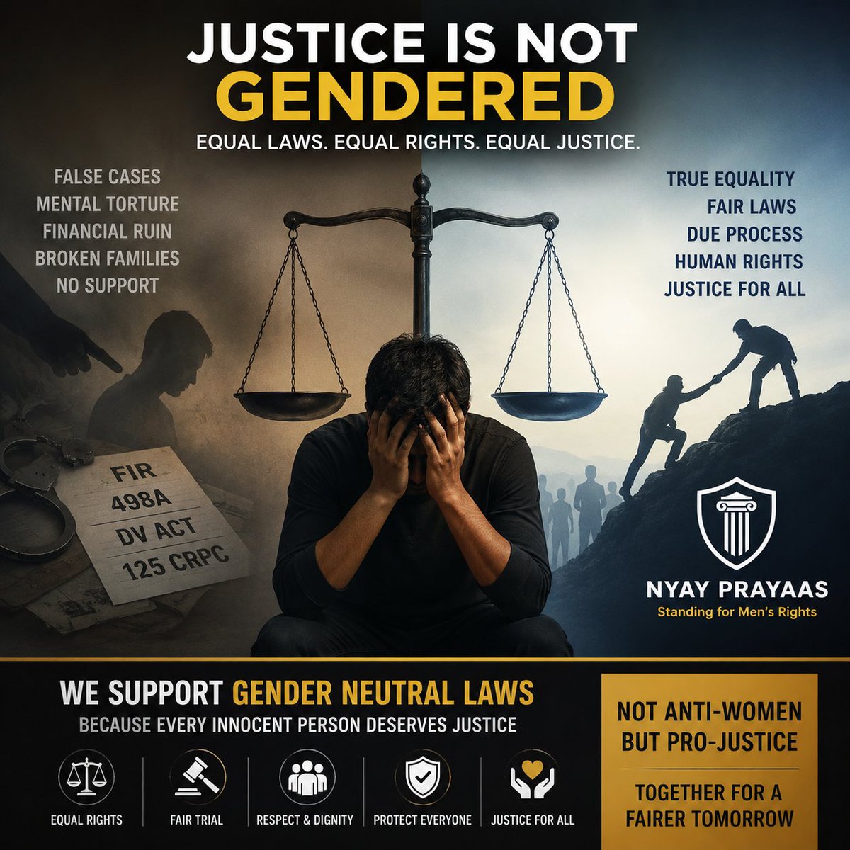 major99major1's tweet photo. India desperately needs implementation of laws without being biased
MENs commission is not against women @RSSorg @BJP4India 
@PMOIndia @AmitShah 
@AshwiniUpadhyay @IndianExpress 
@TimesNow @timesofindia @IndiaToday @republic @Racr2024 
@SiddiquiNshd03 @Joshi_Fam @NyayPrayaas https://t.co/O7Um3X5lg1