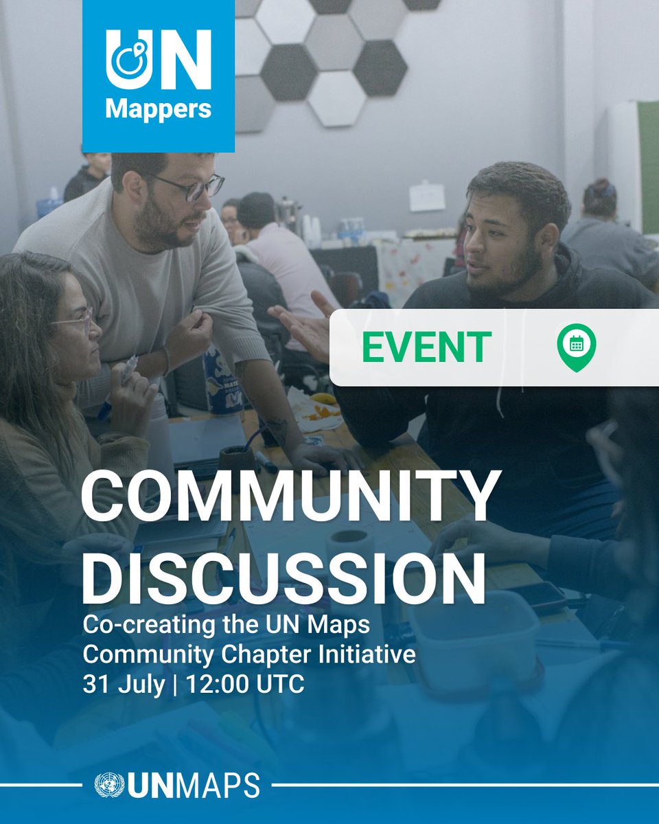 UN_Mappers's tweet photo. How can we bring #UNMappers to your community? 💙⚡
Join our community discussion on 31 July at 12:00 UTC to brainstorm 🧠 how we can establish a #UNMappers Chapter in your area.💥🤔 🌏🌎🌍
📍OSMCal with room link
💻 https://t.co/Ff6ilIlIgG
#opendata #events #openstreetmap https://t.co/k1QvuvOb6U