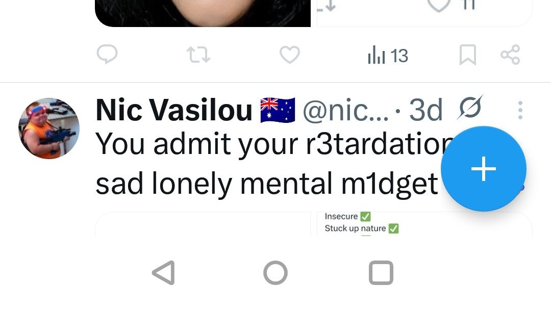 Razor1640's tweet photo. Still #omnipresent 🤣🤣🤣🤣

You made an account solely to stalk, abuse, harrass & obsess over people online @nic_vasiliou 🤣🤣🤣

You deleted 1400 posts.

Your retarded, OCD, mental m1dget tendancies, aka the way you constantly target the same people across Multiple Accounts like @Revs77 & @liamRockstat while getting more & more mad, is more than easy to spot from 10 thousand miles away 🤣

I know you don't understand locations & distance so to put it in room temp IQ format, Steve Wonder could see it 🤣

Now, education time 

Having Austism doesn't make me a retard. 1 in 40 people have it just in Australia alone.

I know you love screenshots @nic_vasiliou, so I screenshotted it 🤭

But it does take a retard to know a retard, retard 🤭

Still not insulting, only retards think it's insulting, retard 🤣

& you're so scared of the word you have to censor yourself, coward

But if you're so confident, I'm sure you won't object to having a small, in person, IQ test @nic_vasiliou?
Let's see who the real retard here is 🤭
I'm sure you'll dazzle me with your "Master degree" in falling off ladders 🤣

Oh & btw, admitting I'm a little funny in the head, like everyone is in their own way, is still better than being a lonely, obsessed loser hiding in the shadows... especially behind a child's name... @Revs77 🤣

But you were the one who #dontshowup, remember? 🤭

Hehehe

#MummyHelpMe

#HarrassStalkAbuseandObsessOverDAILY

#whatalife
#unhingedfreak
#pedophilealert