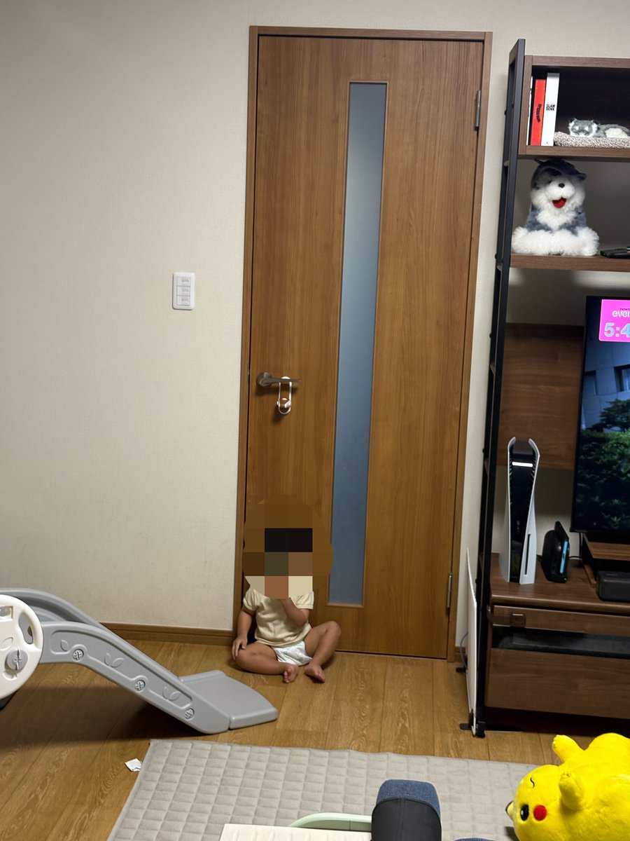 zexo517's tweet photo. 最近、息子が何かと外に出て遊びたがるから困る　留守番させて犬の散歩に行こうとしたら玄関前のドアでヒソカみたいな事された https://t.co/kJ9NGX7t1t