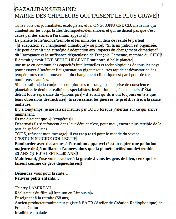 LamireauT's tweet photo. @Mp97440 Vous parlez bien du même monsieur qui est allé " faire la pute " avec un des plus grands pollueurs de la #planete contre certainement une belle somme ?
https://t.co/OyNk4ttDP0
Permettez que j'aille vomir devant les p'tites leçons moralisatrices habituelles de ce salopard.
Bises. https://t.co/ASMRkV8kVe