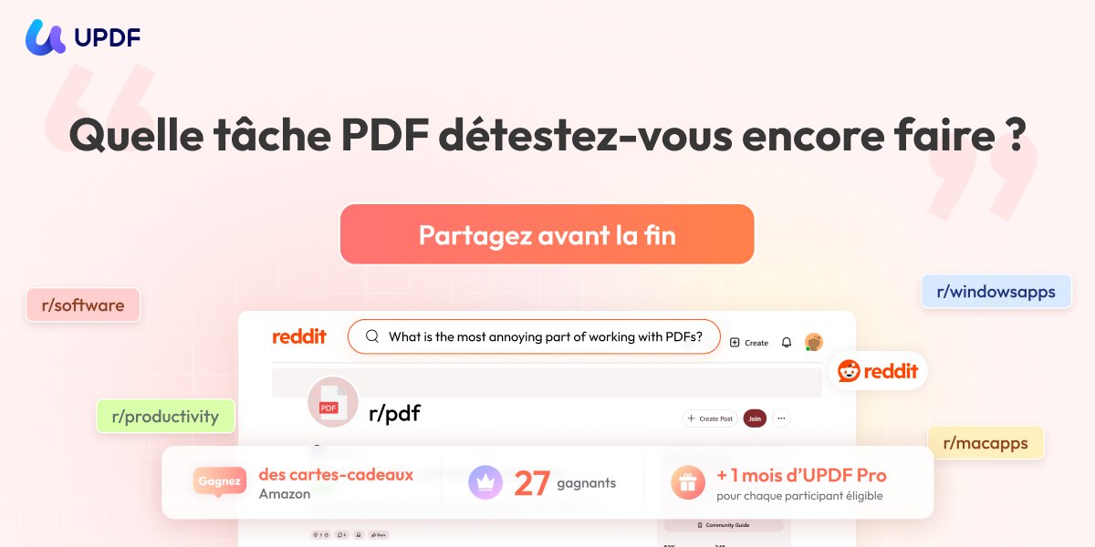 updf_fr's tweet photo. Quelle tâche liée aux PDF détestez-vous le plus ? 🤔
Dites-le-nous et tentez de gagner l'une des 27 cartes-cadeaux Amazon. Les participants éligibles recevront également 1 mois d'abonnement à UPDF Pro.
https://t.co/oqMUxzjBJp
#updf #pdf #reddit https://t.co/3orRDplYgG